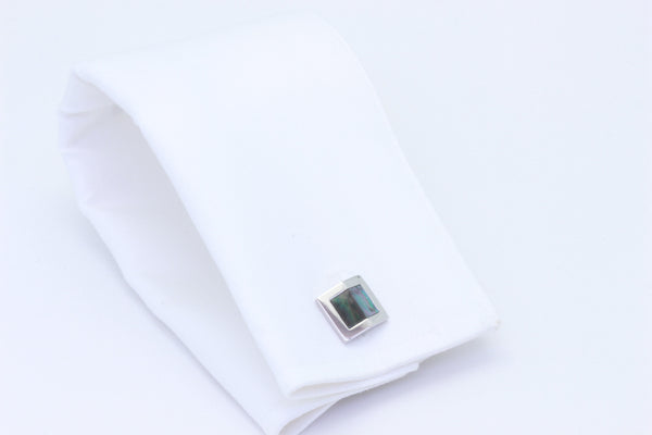 Zsamuel Mens 10k White Gold Cufflinks with Black Mother of Pearl Gable Design Cufflinks